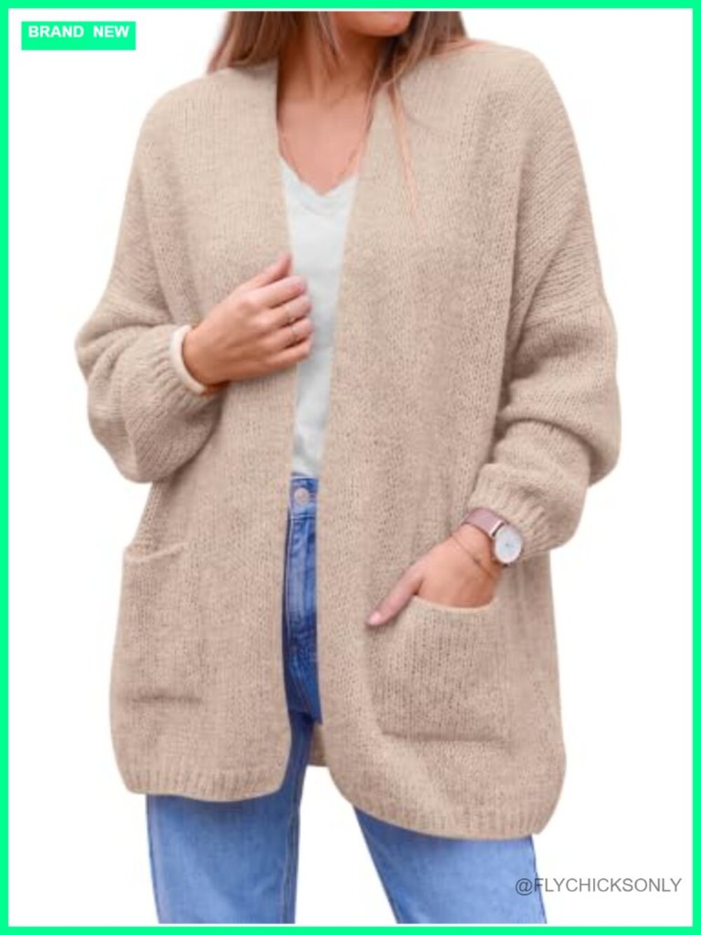 Women's Cardigan Sweater with Pockets - Lightweight Open Front, Long Sleeve